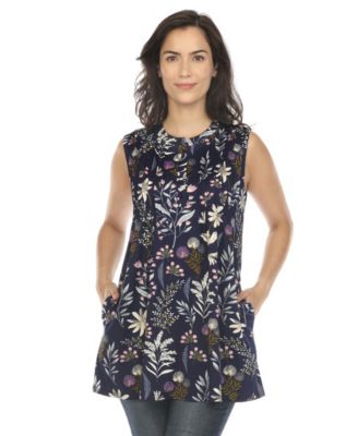 Женский хлопковый туник-топ White Mark Floral Sleeveless