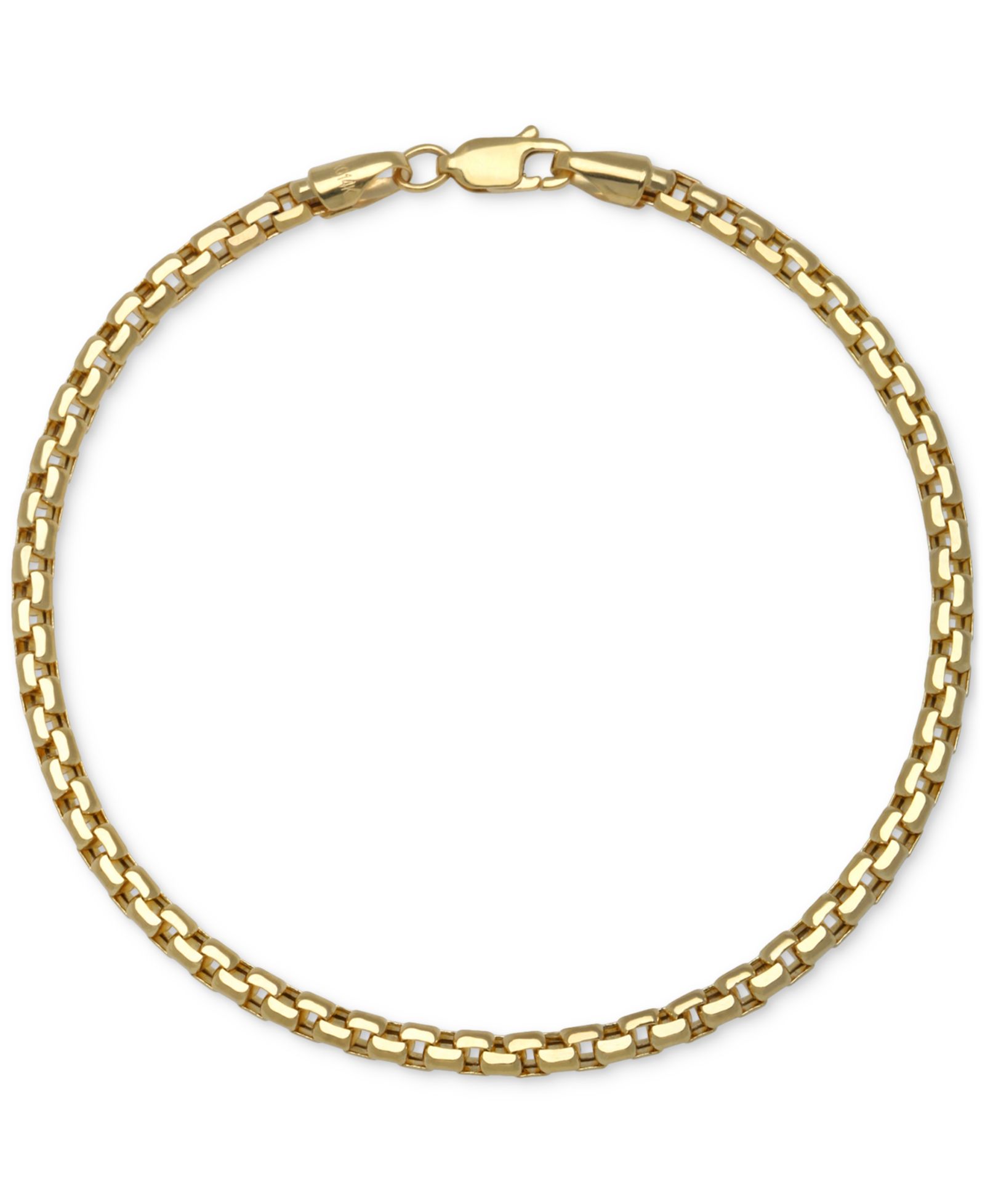 Браслет в 14k Gold с полированной звеньями Box Link