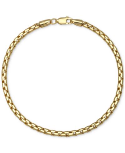 Браслет в 14k Gold с полированной звеньями Box Link