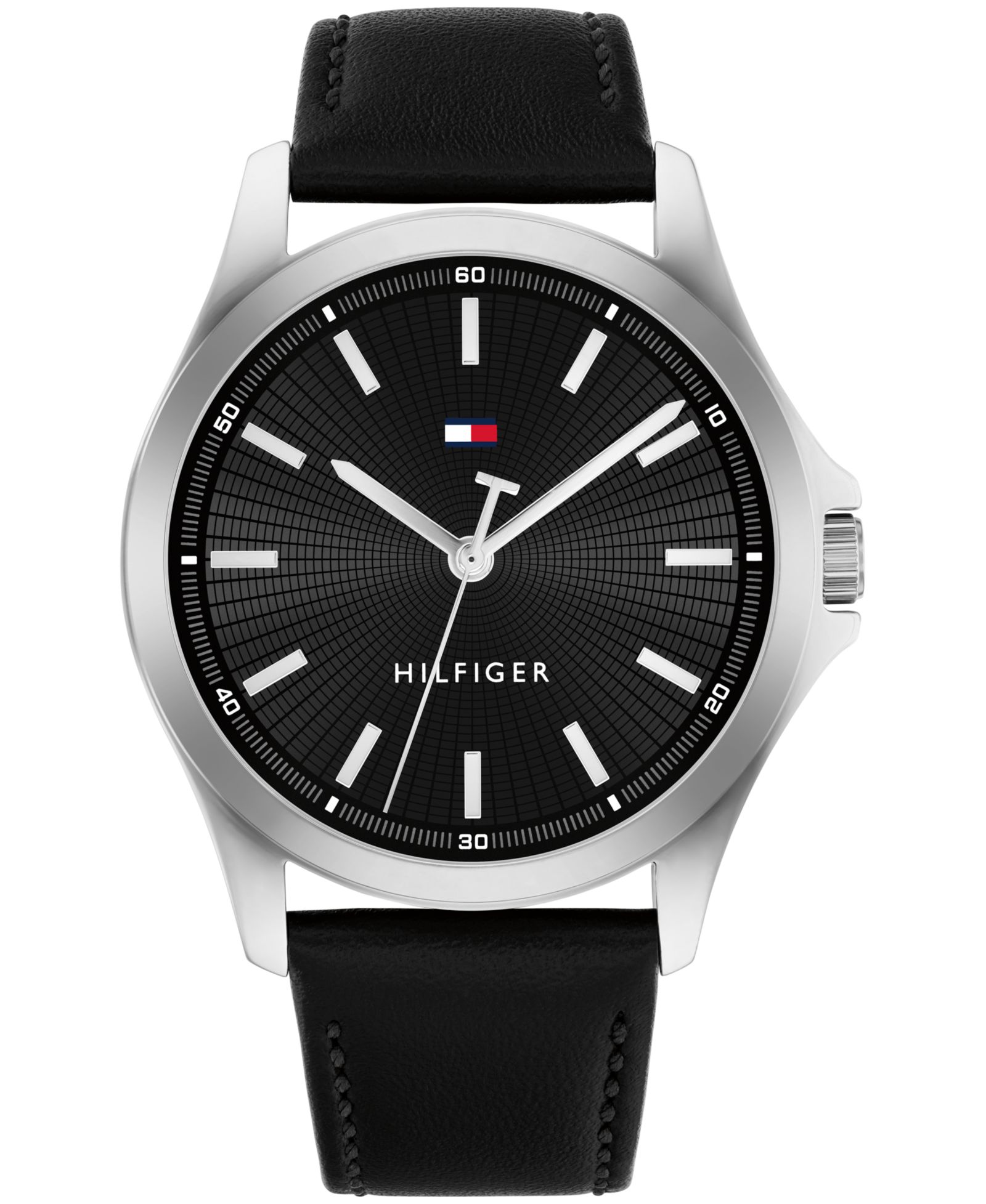 Часы Tommy Hilfiger Quartz Black Leather Strap, 42mm