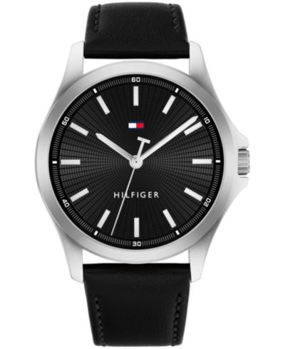 Часы Tommy Hilfiger Quartz Black Leather Strap, 42mm