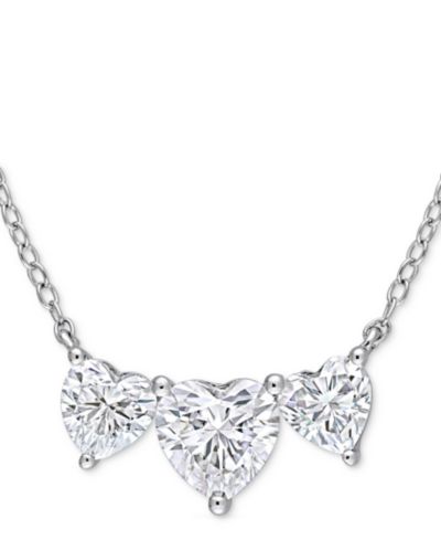 Moissanite Triple Heart 17" подвеска-ожерелье (2 ct. t.w.) из стерлингового серебра Macy's