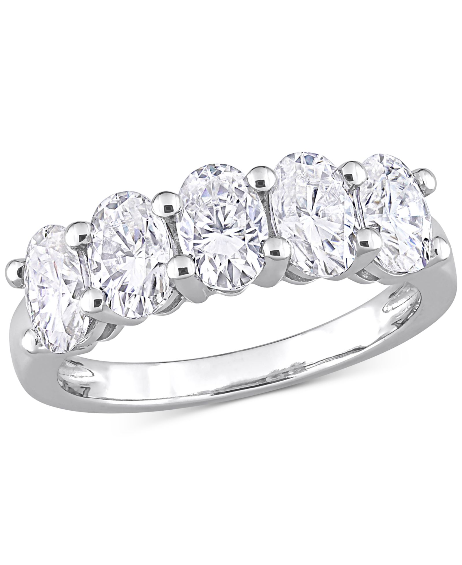Кольцо-полоса Moissanite Oval Five Stone в 10k White Gold