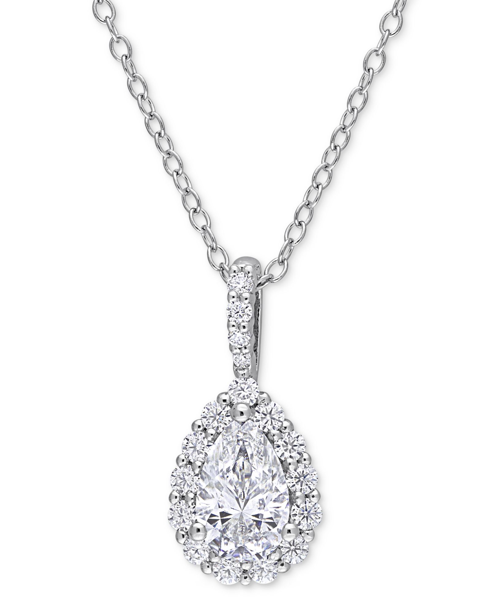 Кулон-подвеска Moissanite Pear Halo из стерлингового серебра с бриллиантами (1,3 карата суммарно)