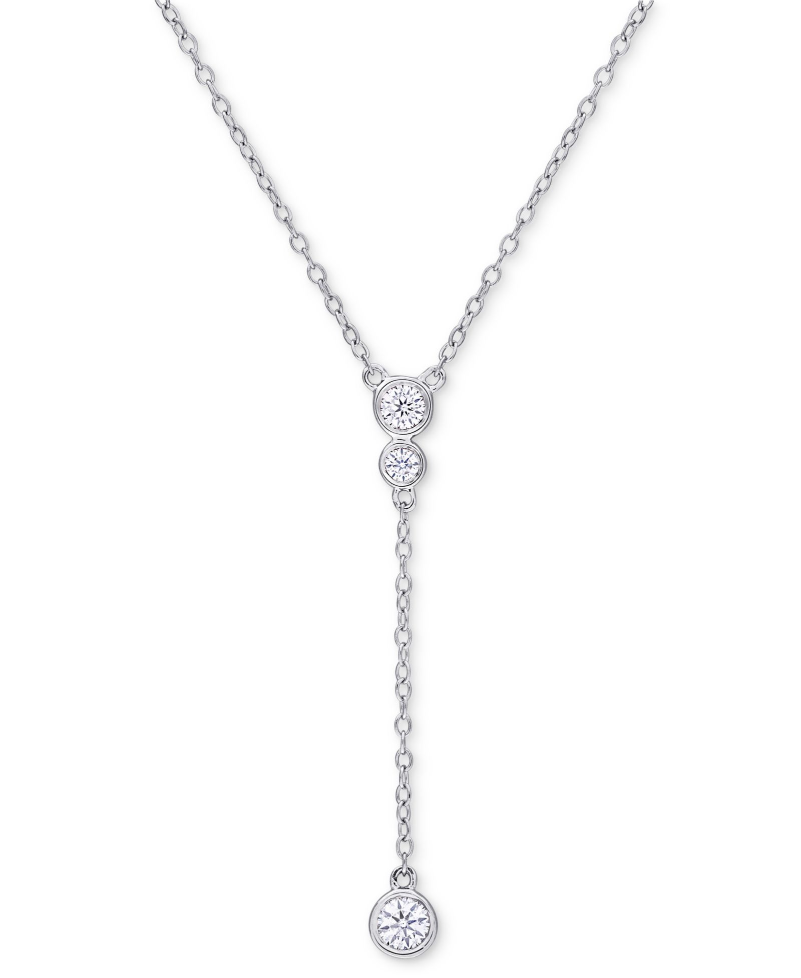 Колье-лариат Moissanite Bezel 17" в стерлинговом серебре