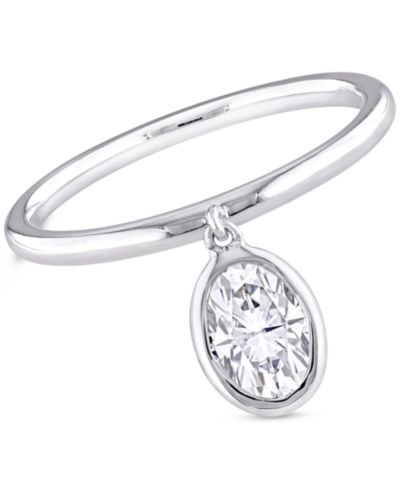 Кольцо с овальным камнем Moissanite Bezel в стерлинговом серебре (1 ct. t.w.)