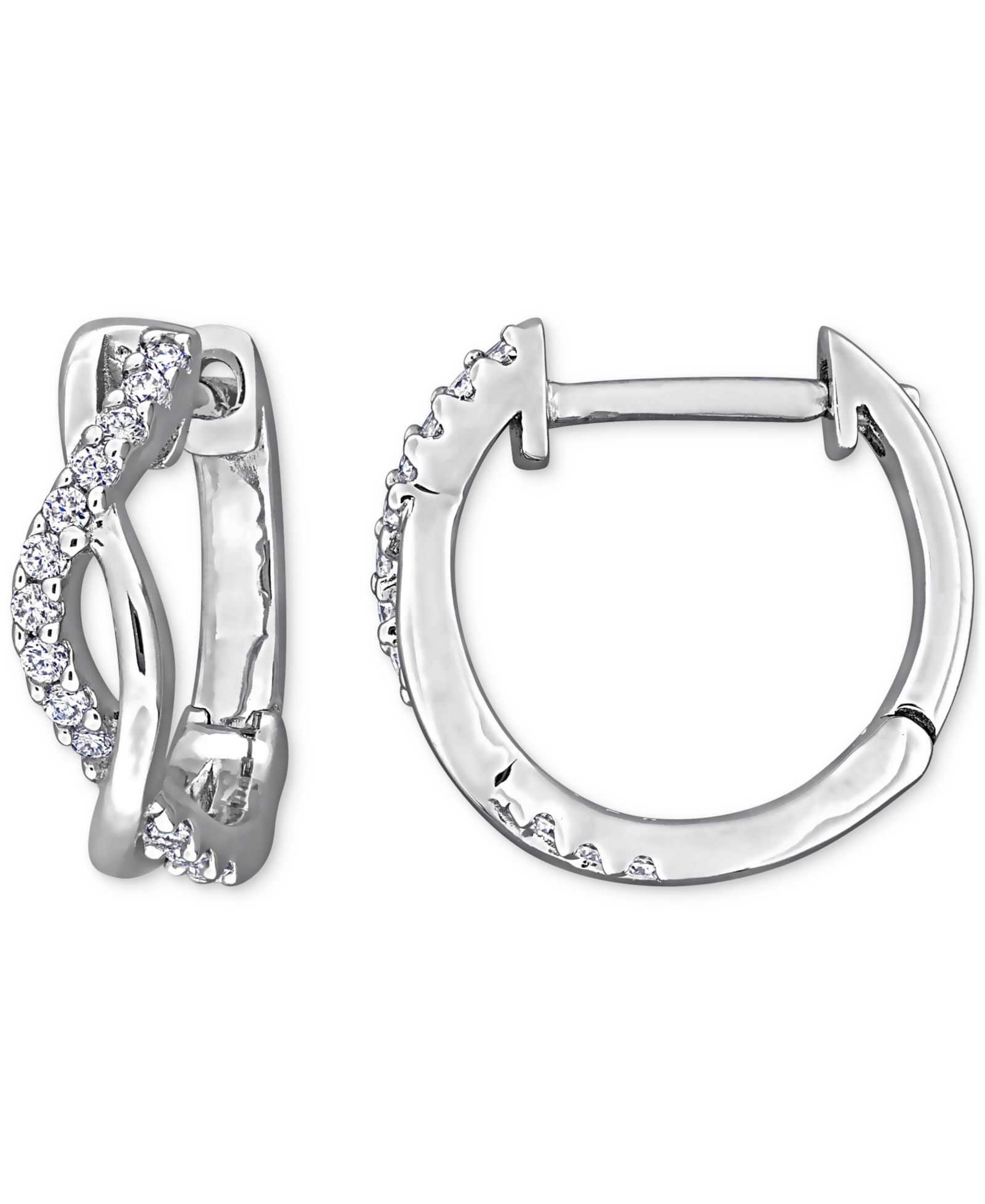 Серьги-кольца Moissanite Crossover Small Hoop в Sterling Silver, 0.5"