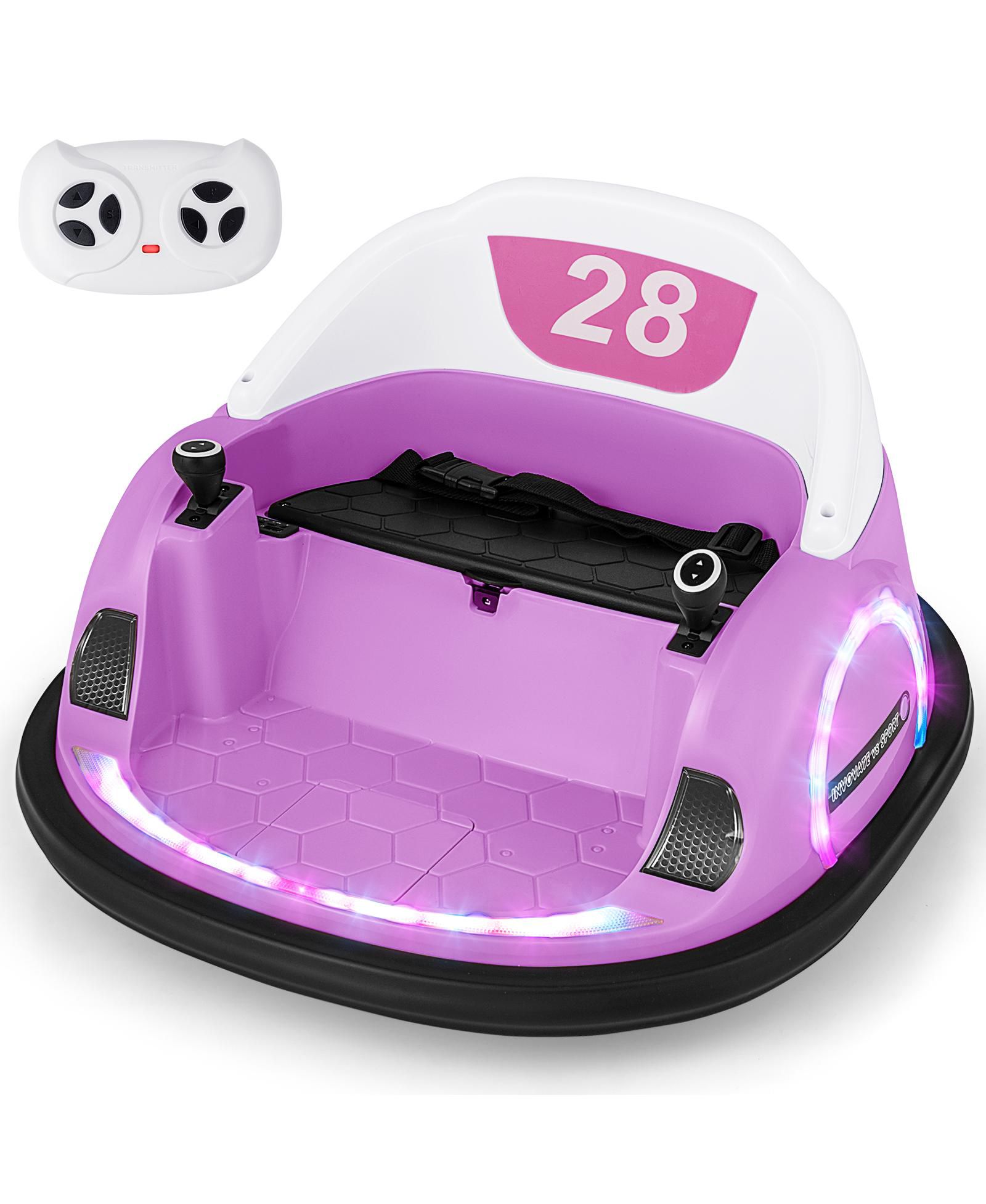 Costway Electric 360° Spin Bumper Car with Remote Control, 27"L x 26"W x 16"H, 55 lb. Capacity, Ages 18+ Months