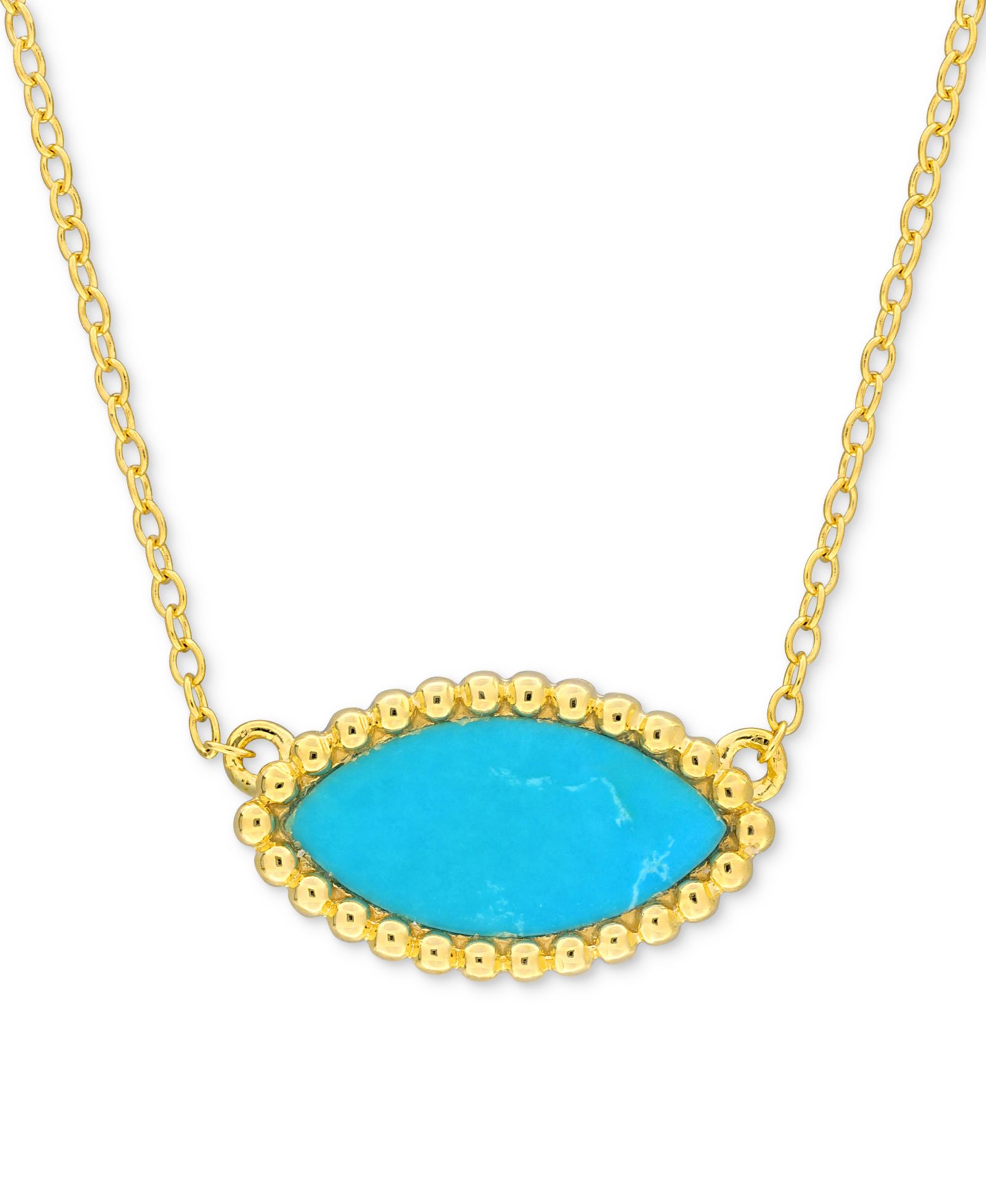 Chalcedony Bead-Framed Marquise 17" Pendant Necklace в 14k Yellow Gold Flash Plated Sterling Silver
