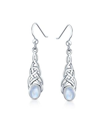 Bling Jewelry Серьги-подвески Celtic Knot с топазом, аметистом и лунным камнем в стерлинговом серебре