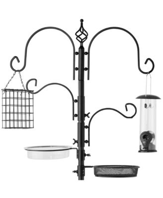 Best Choice Products 91" Steel Bird Feeding Station with 4 Hooks, 2 Feeders, Tray & Bird Bath