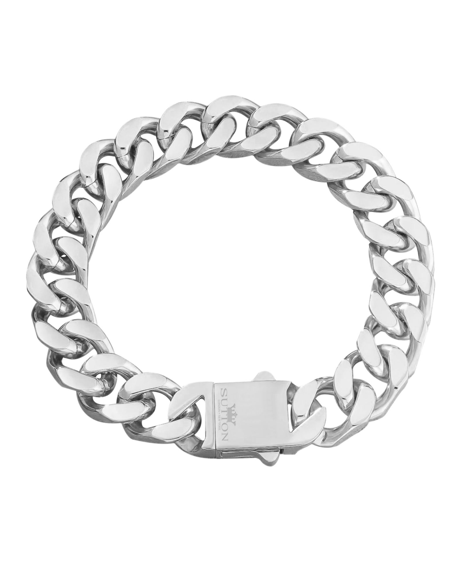 Rhona Sutton Silver Stainless Steel Miami Cuban 8" Chain Bracelet