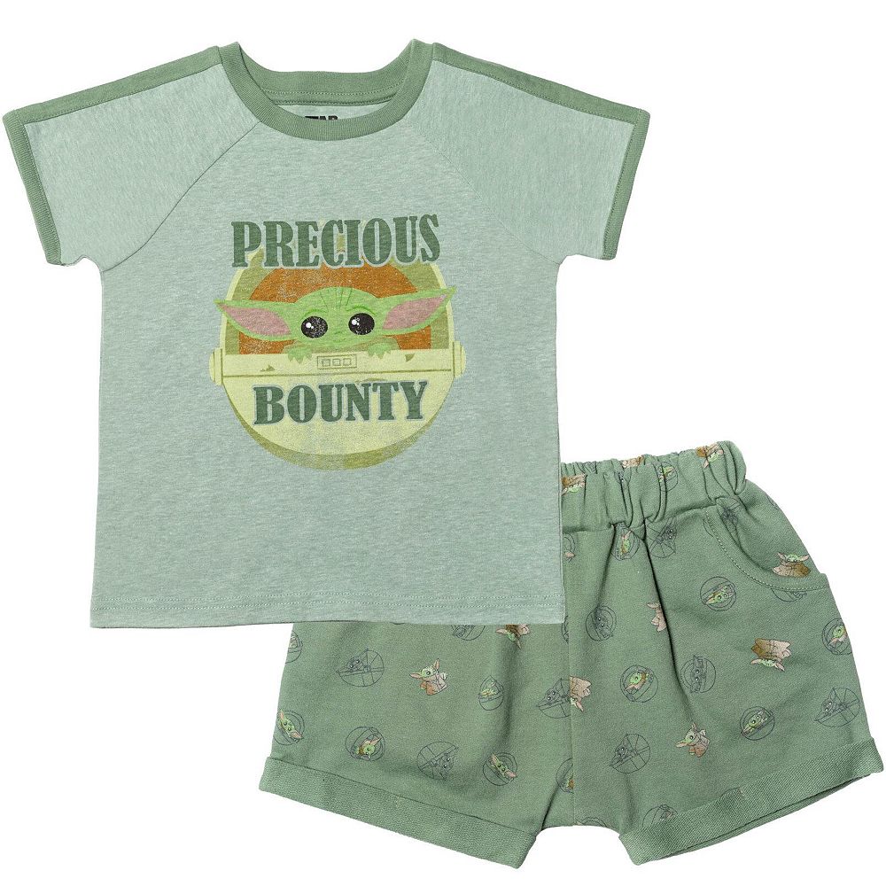 Star Wars The Mandalorian Grogu Boys' French Terry T-Shirt and Shorts Set