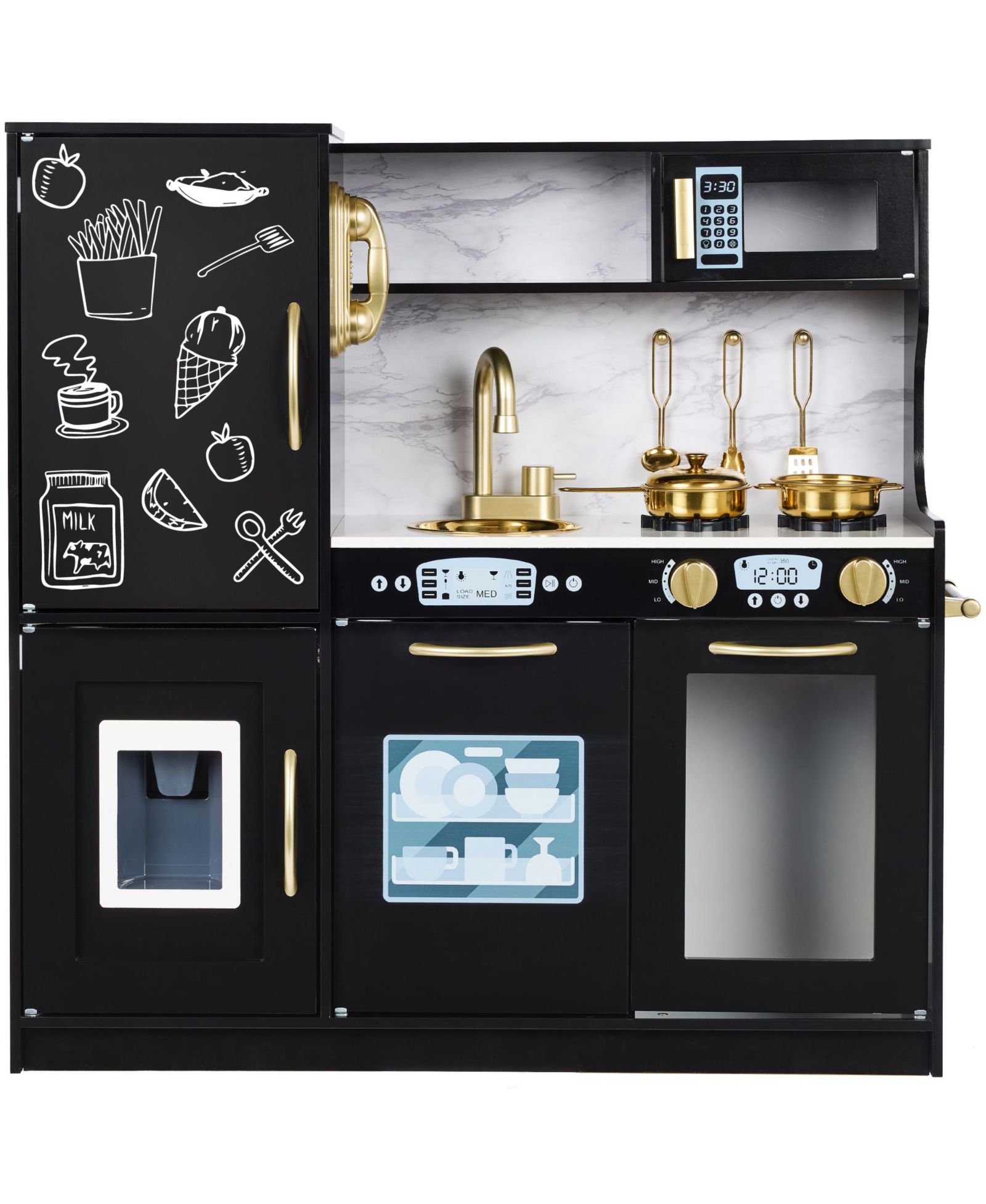 Детский деревянный игровой набор кухня Best Choice Products с телефоном, кухонной утварью, духовкой и микроволновкой