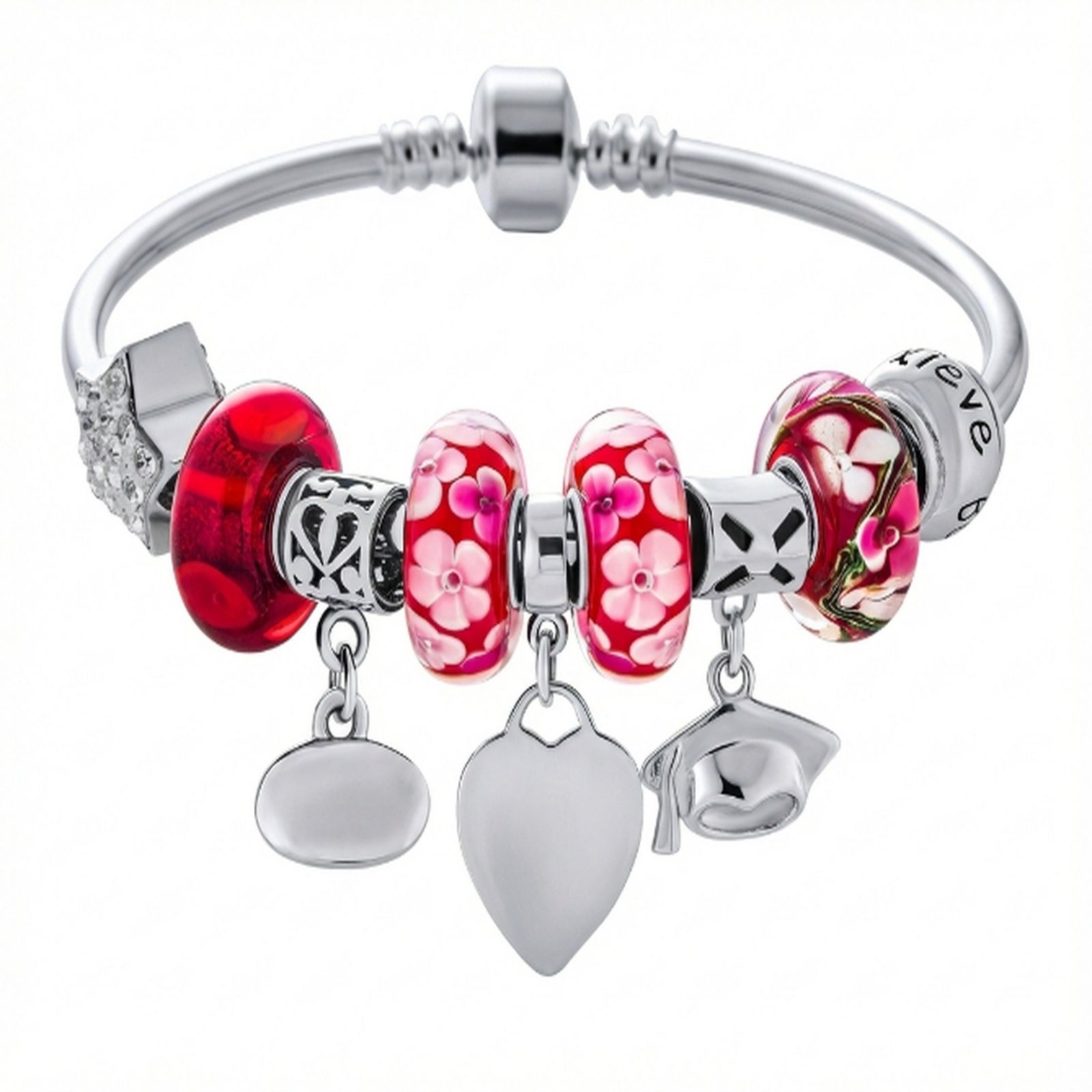 Браслет Bling Jewelry с шармом выпускного чепчика, кристаллами и застежкой из стерлингового серебра