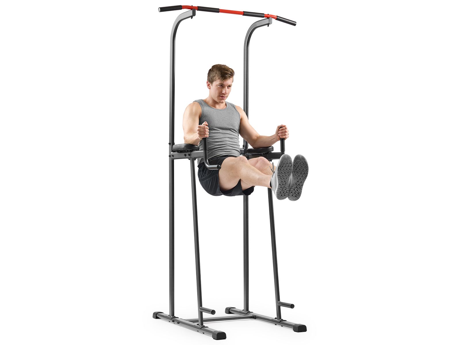 Многофункциональная компактная силовая башня Sunny Health & Fitness, грузоподъемность 300 LBs, с упорами для отжиманий и турником