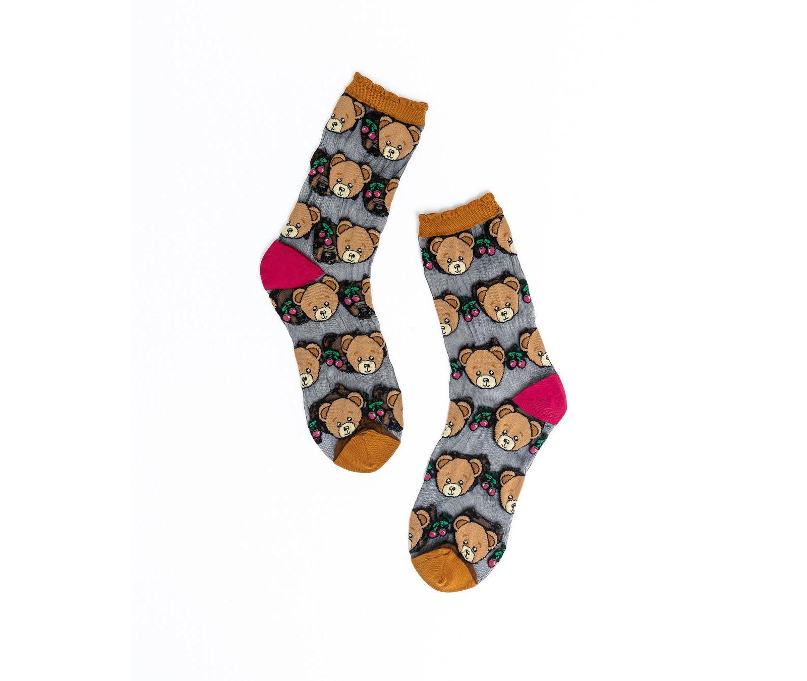 Sock Candy Women's Teddy Bear Ruffle Sheer Sock