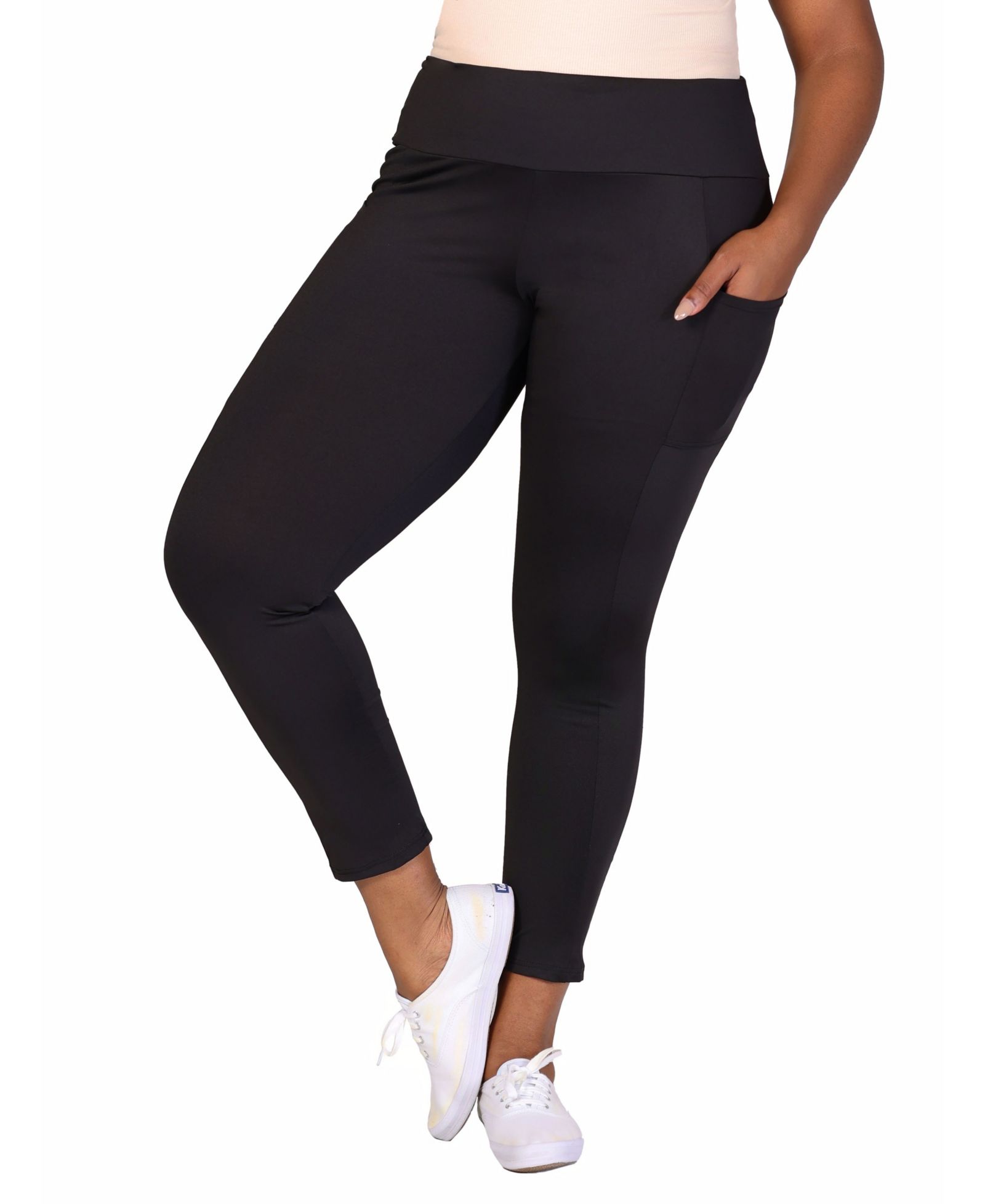 24seven Comfort Apparel Plus Size Ankle Leggings with Side Pocket