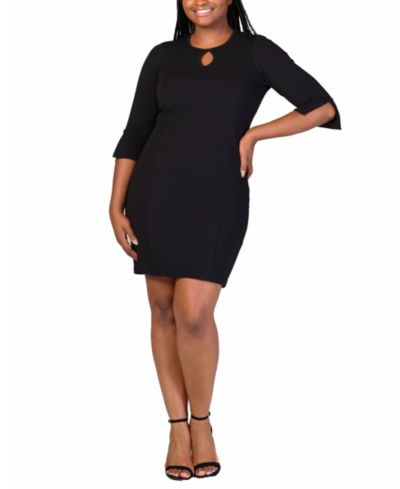 24seven Comfort Apparel Plus Size Three Quarter Sleeve Mini Dress