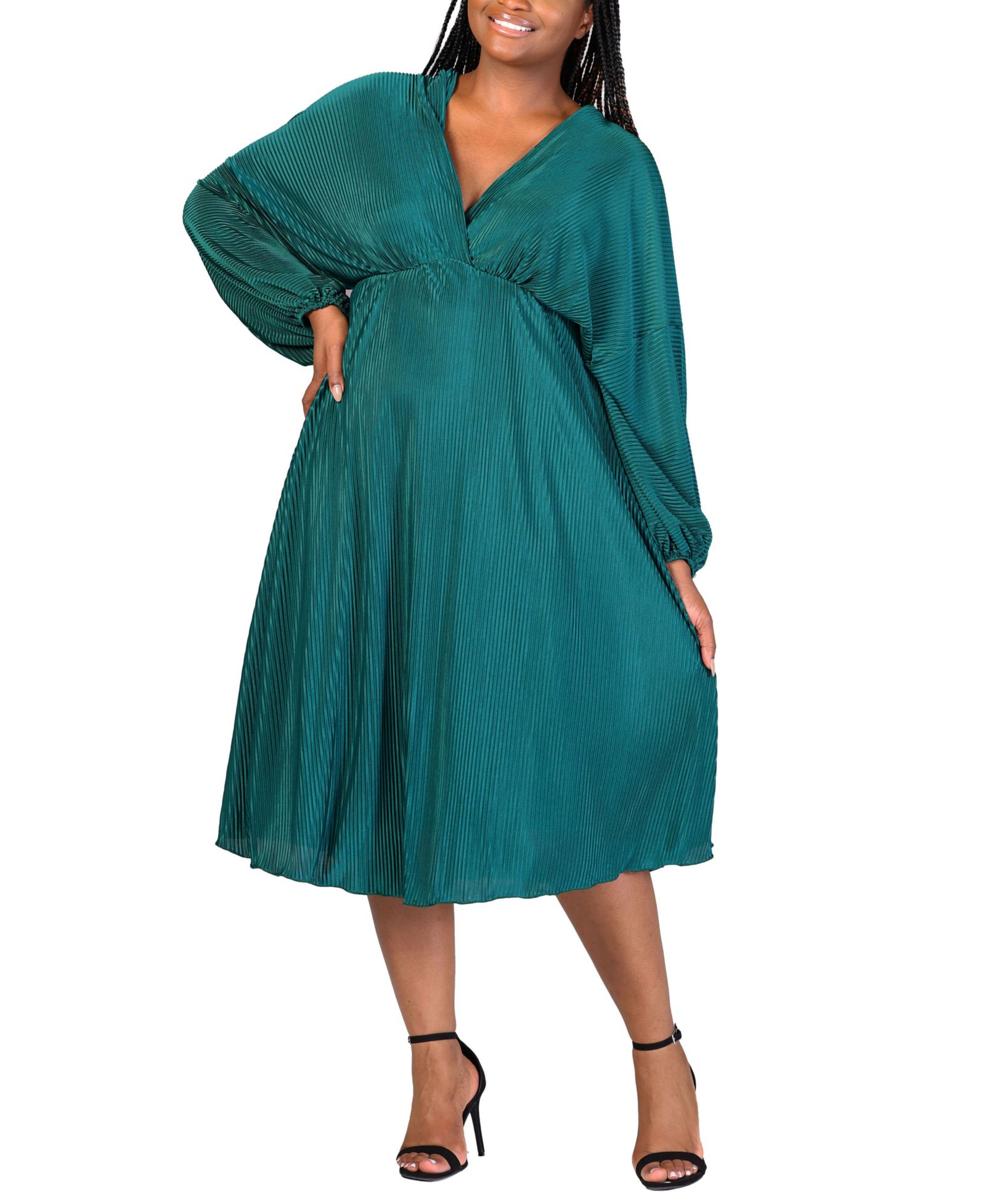 24seven Comfort Apparel Plus Size мерцающее платье миди с V-образным вырезом