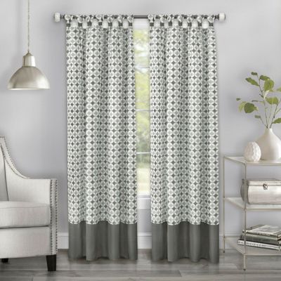 Kate Aurora 2 Pack: Modern Chic Geometric Tab Top Window Curtain Panels - 52 in. W x 63 in. L, Navy