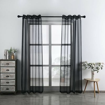 Kate Aurora Living 2 Piece Designer Sheer Voile Grommet Top Window Curtains - 20 in. W x 45 in. L, Pumpkin Spice
