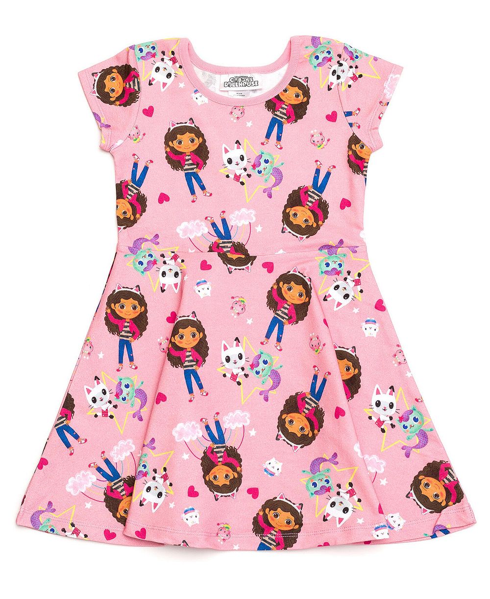 Gabby's Dollhouse Toddler Girls (2T-5T) Short Sleeve Skater Dress