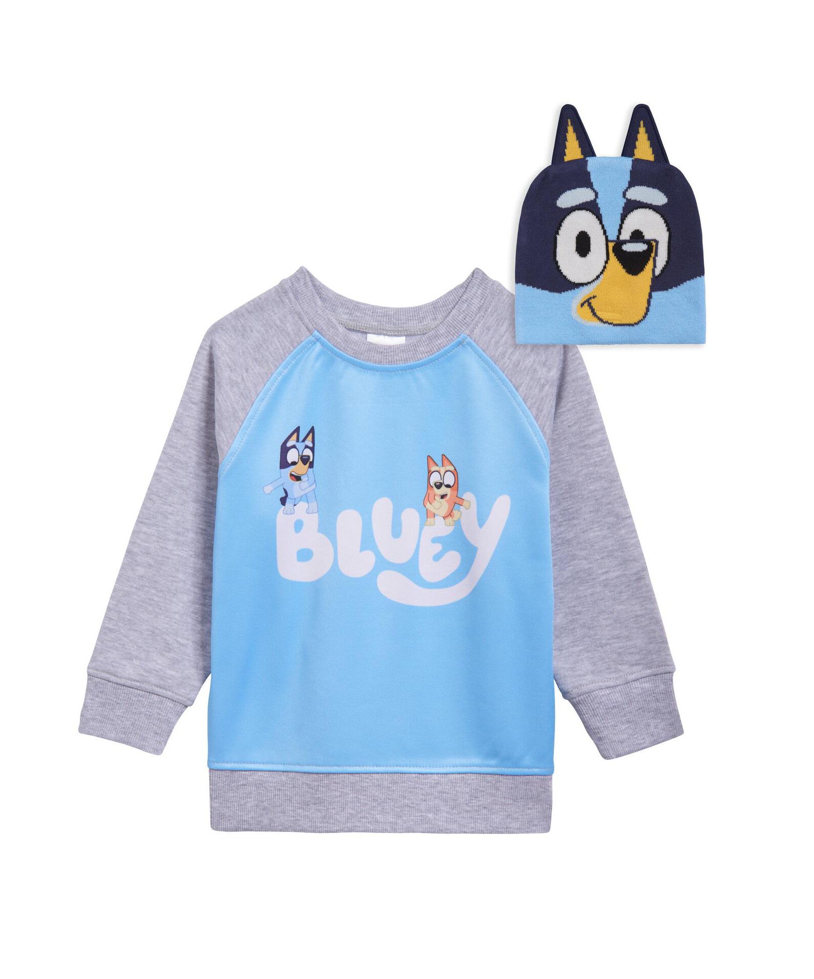 Комплект Bluey: флисовая толстовка для мальчиков и шапка из хлопкового муслина