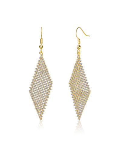 Sterling Silver 14K Gold Plated с White Cubic Zirconia серьги-подвески
