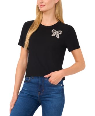 CeCe Women's Embellished Bow T-Shirt