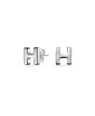 Серьги-гвоздики Bling Jewelry ABC Small Capital Block Alphabet Letter Initial в Sterling Silver