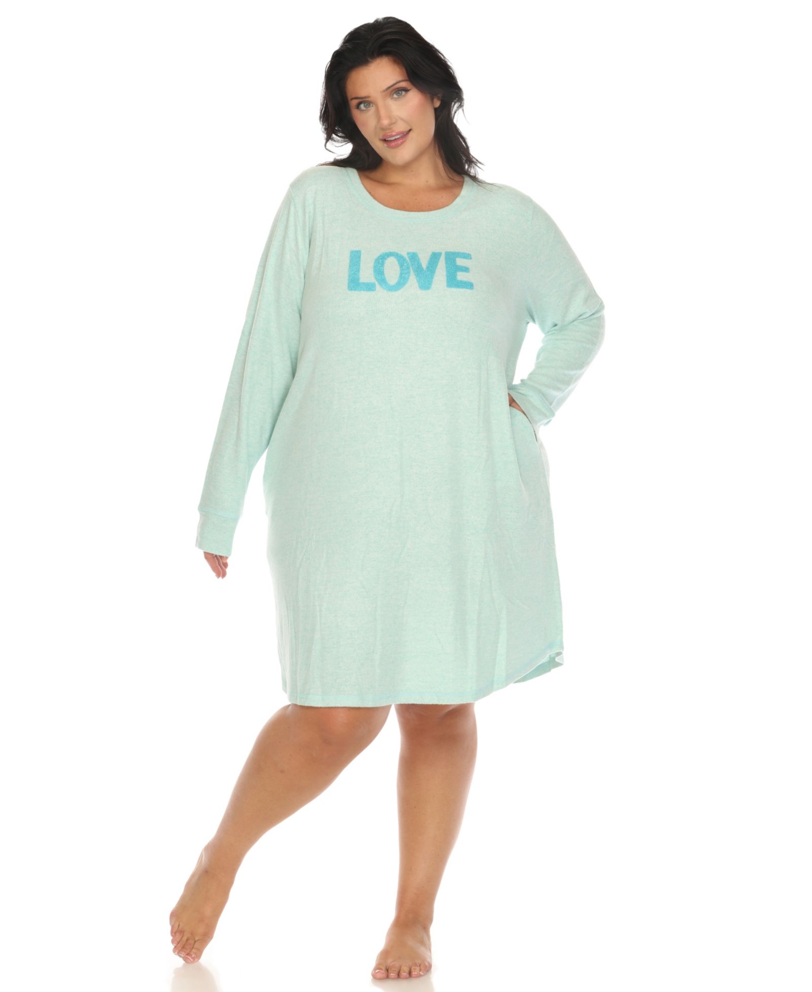 White Mark Plus Size длинная ночная рубашка с длинным рукавом