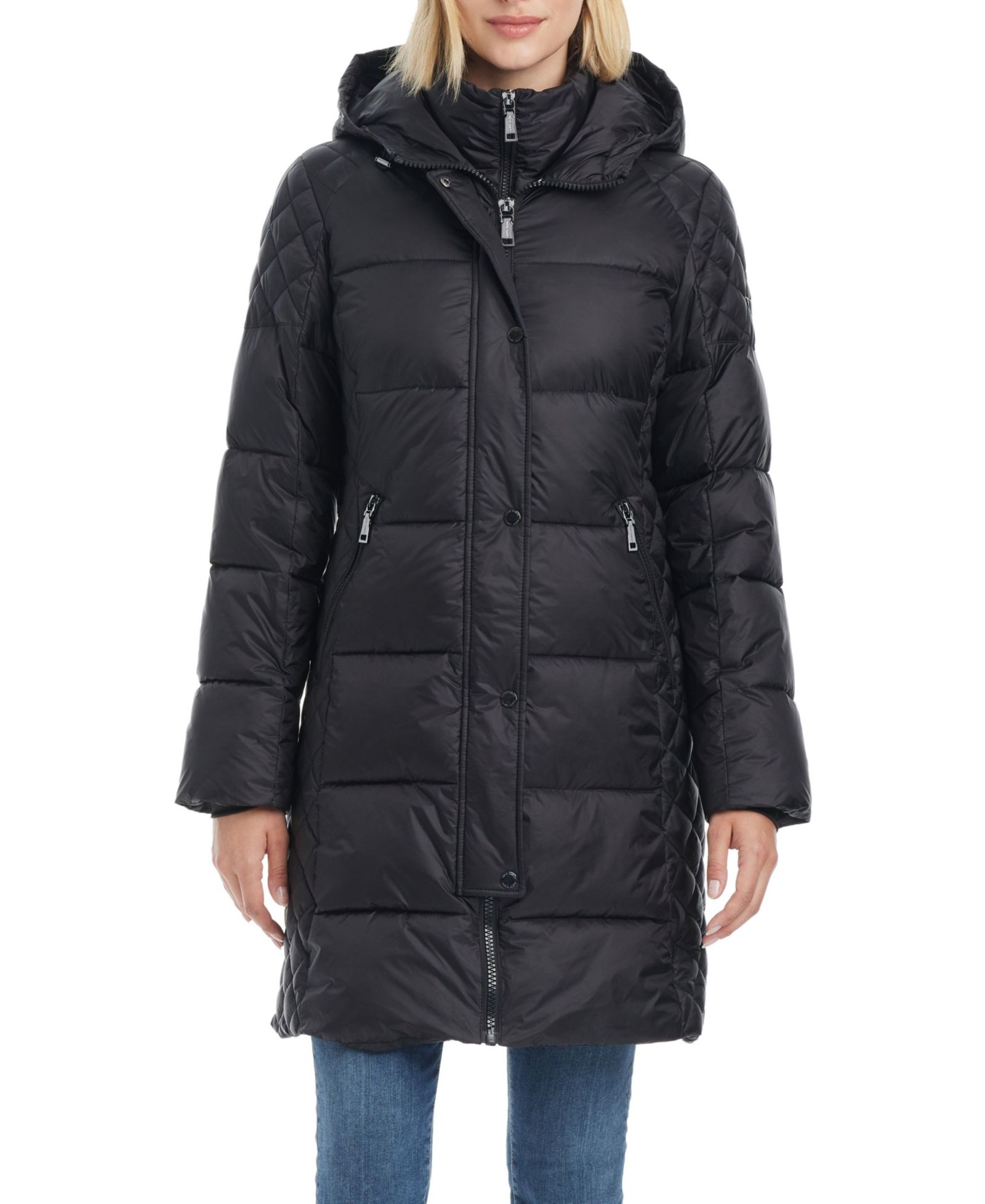 Vince Camuto Women's Cire Mid-Length Fitted Puffer Coat