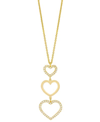 Подвеска-кулон с бриллиантами и открытым сердцем в 14k Gold-Plated Sterling Silver, 18"+2" extender
