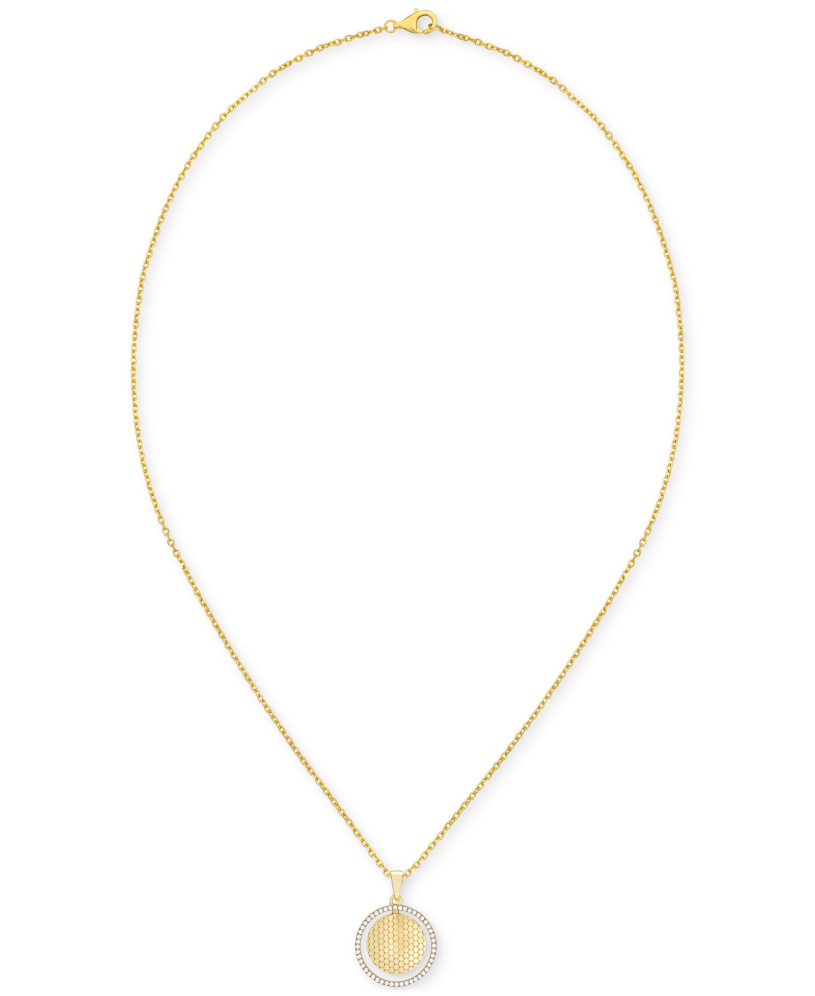 Подвеска кулон Diamond Border Honeycomb Double Circle в 14k Gold-Plated Sterling Silver (1/5 ct. t.w.)