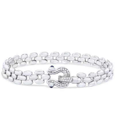 Браслет Diamond Horseshoe Panther Link Chain из стерлингового серебра (1/5 ct. t.w.)