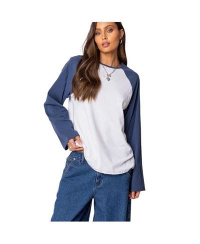 Edikted Women's Oversized Raglan Long Sleeve T Shirt