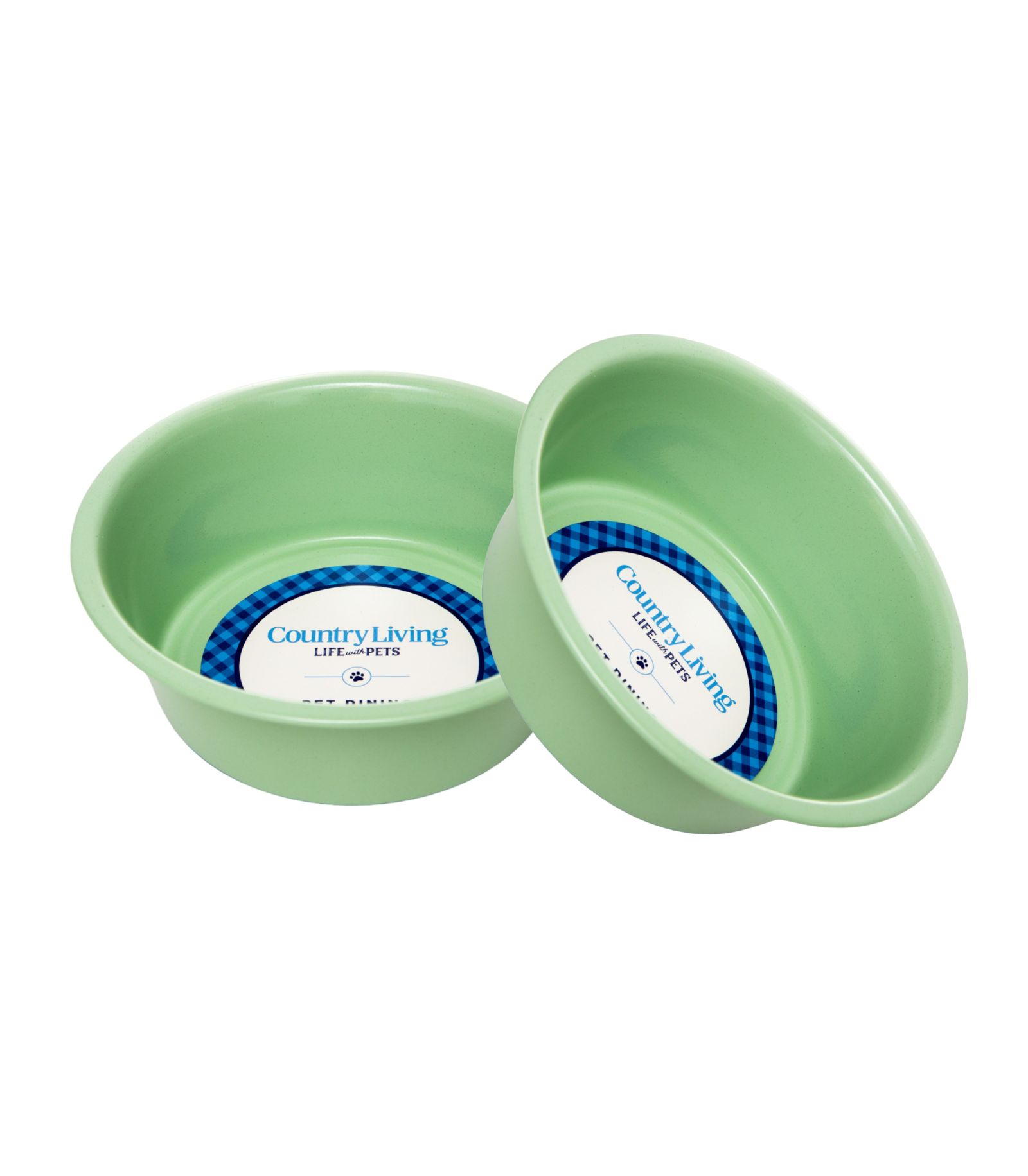 Country Living Set of 2 Coated Stainless Steel Heavy Dog Bowls - Ideal for Medium to Large Breeds - 32oz