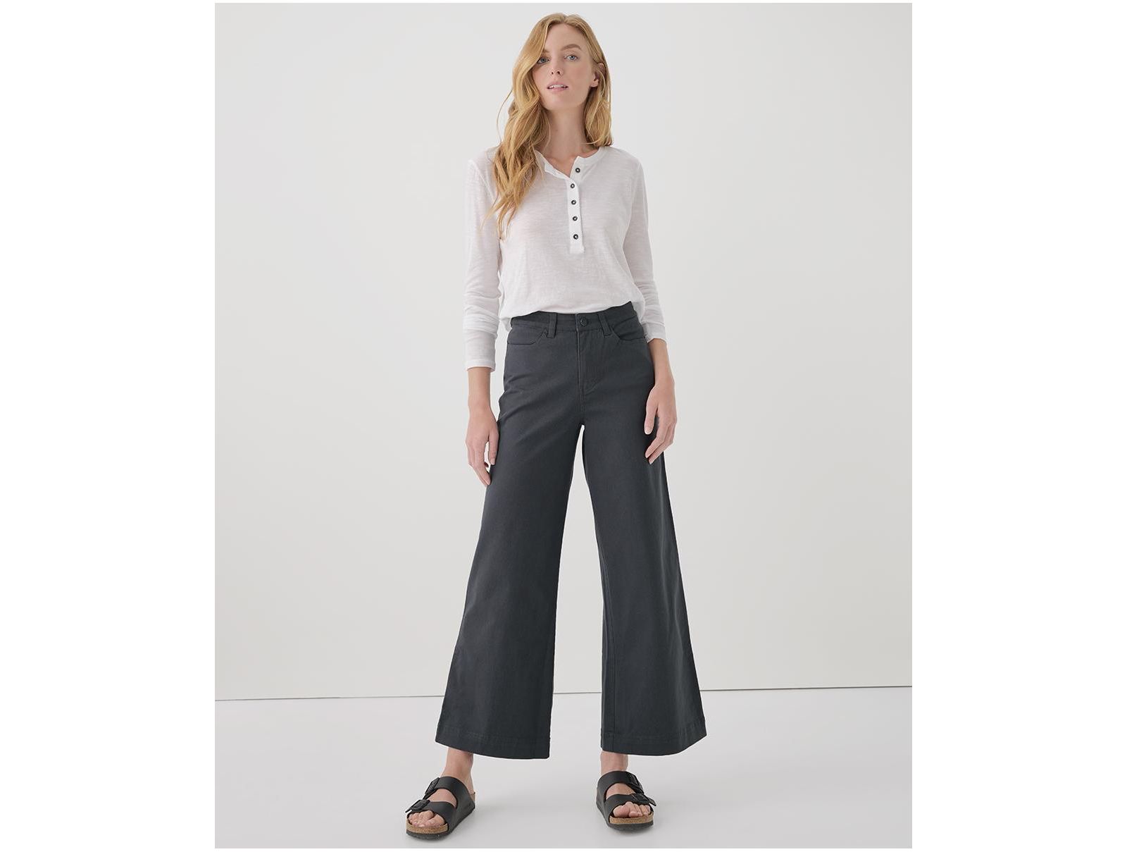 Pact Women's Organic Cotton Stretch Twill Denim Wide Leg Pant