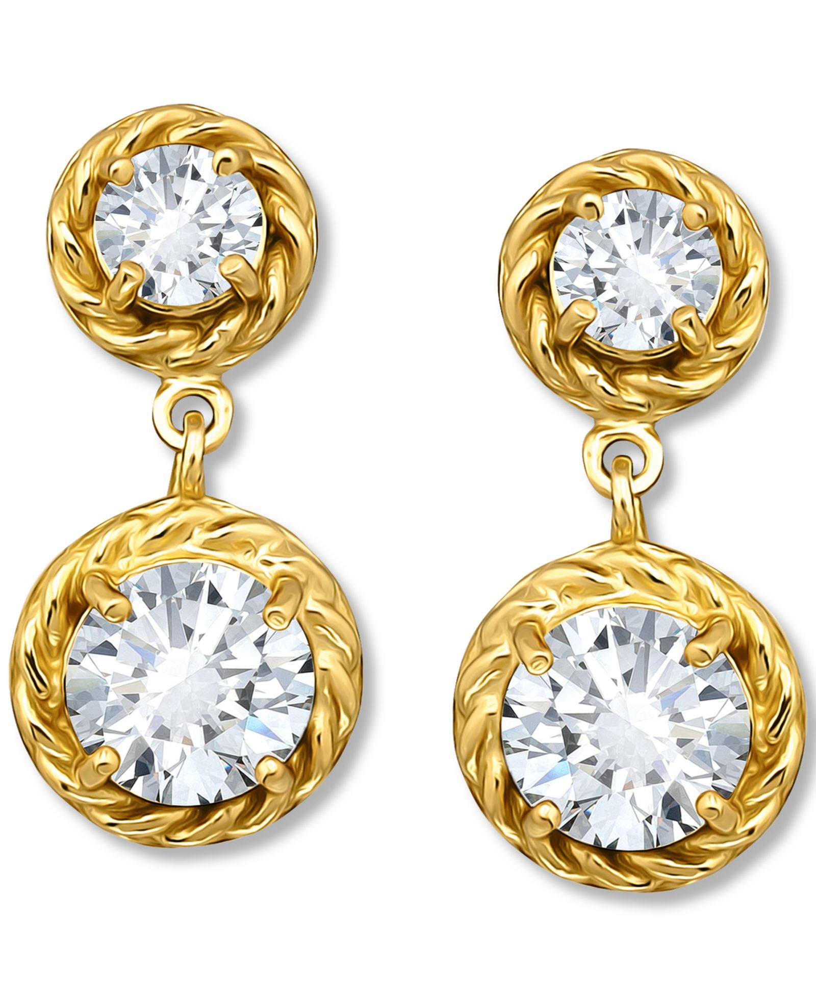 Серьги Giani Bernini Cubic Zirconia Rope Frame Double Drop 18k Gold-Plated Sterling Silver