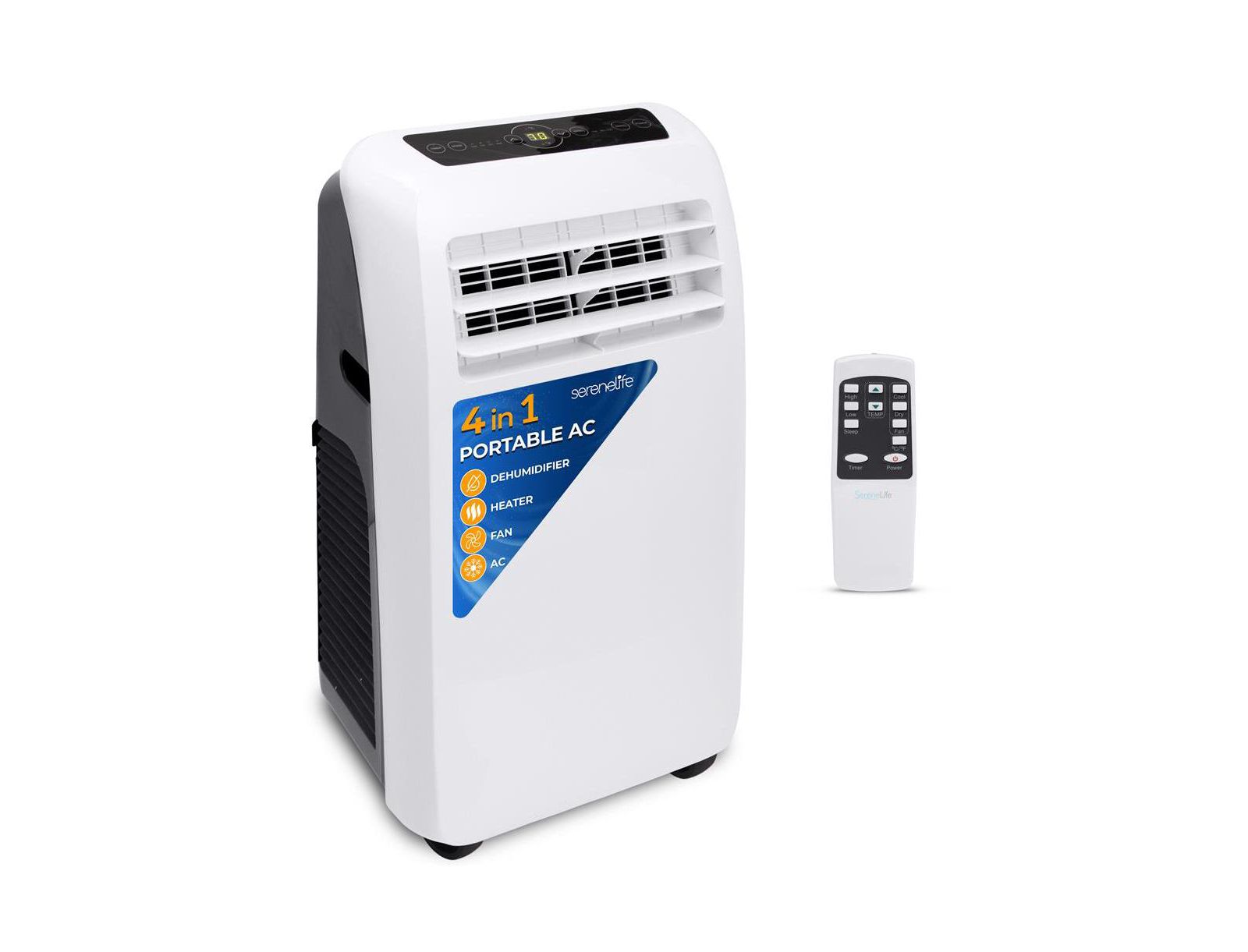 SereneLife 12,000 BTU Cooling, 12,000 BTU Heating Portable Air Conditioner & Heater, Built-in Dehumidifier & Fan