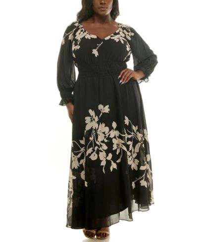 Женское шифоновое платье макси Taylor Plus Size с цветочным принтом и эластичным поясом
