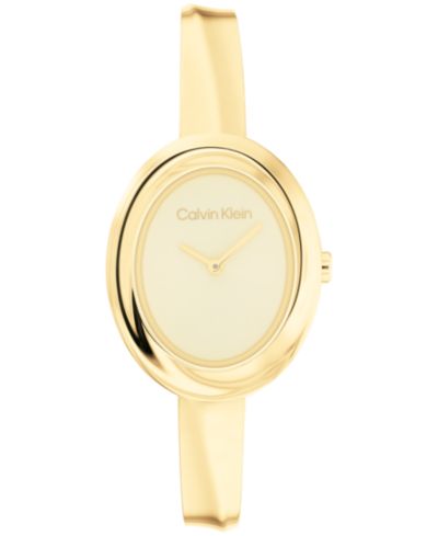 Женские часы Calvin Klein с винтовым безелем из золотистой нержавеющей стали 24mm