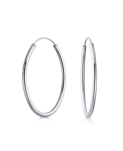 Серьги Bling Jewelry Thin Minimalist Hoop Huggie из стерлингового серебра, различные размеры