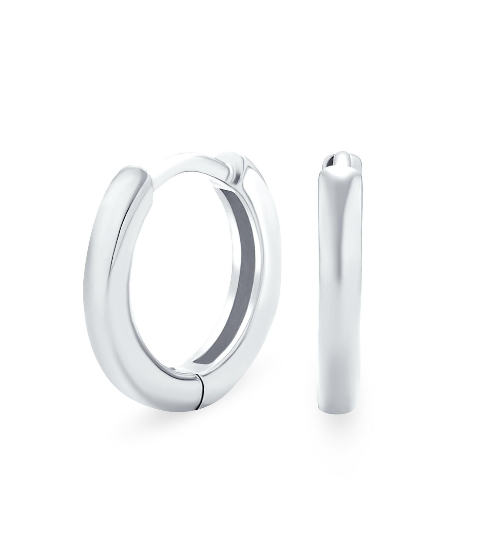 Bling Jewelry Basic Thin Hoop Huggie Earrings for Men Rose Gold Plated