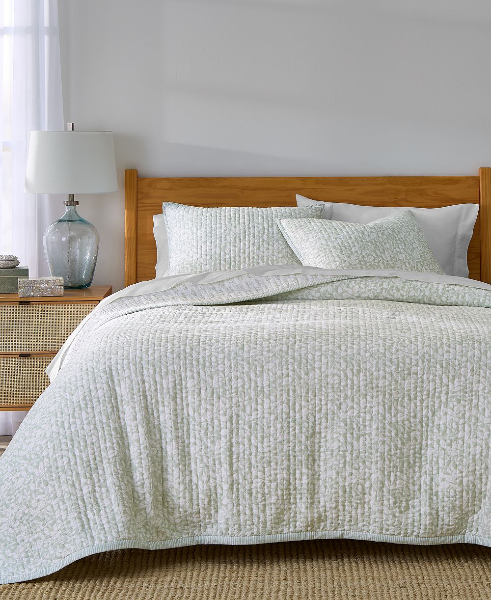 Charter Club Leaf Silhouette Pistachio 3-Pc. Quilt Set, Full/Queen
