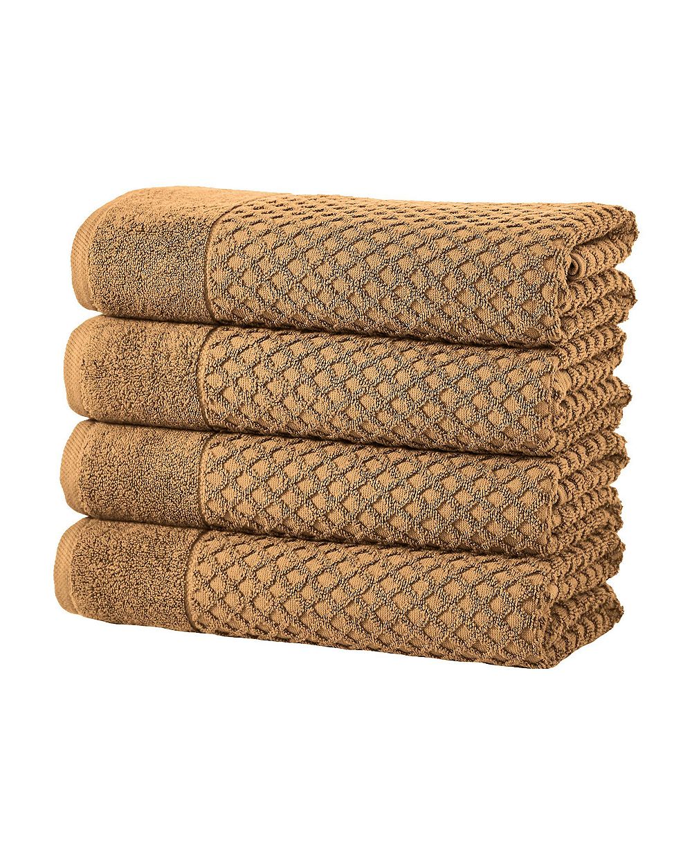 Linery and Co. Quick-Drying Cotton Diamond Waffle Textured 4-Piece Bath Towel
