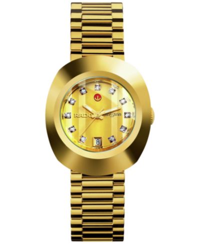 Унисекс часы Rado Swiss Original DiaStar с золотистым браслетом из нержавеющей стали, 27mm