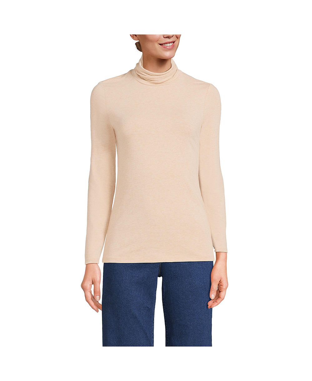 Lands' End Women's Lightweight Jersey Long Sleeve Turtleneck