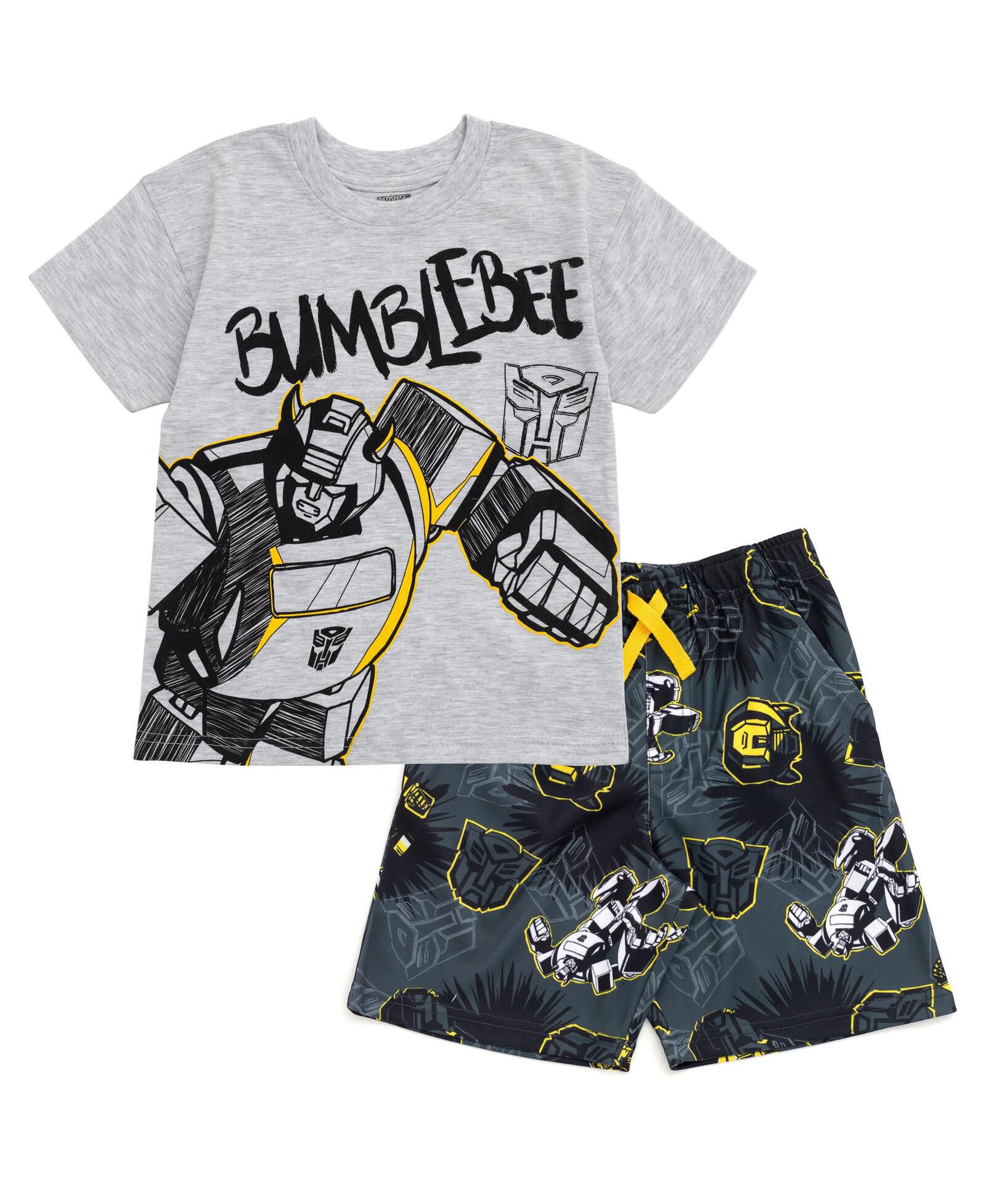 Transformers Toddler Boys Bumblebee Optimus Prime Graphic T-Shirt & Mesh Shorts Outfit Set to